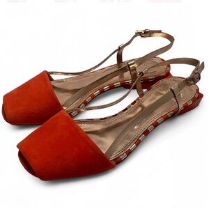 Tory Burch Pietra orange suede slingback flats US women’s size 7